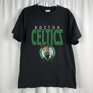 Black Boston Celtics B35 Retro Basketball Fan Graphic T-Shirt